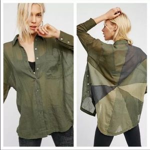 Free People Rainbow Rays Shirt Oversized Top